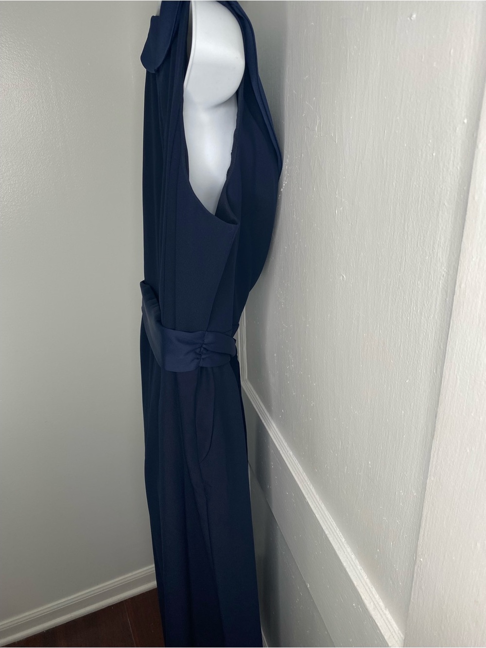 Tahari Sleeveless Navy Wrap Midi Dress with Belt No Tags Attached - Picture 8 of 12